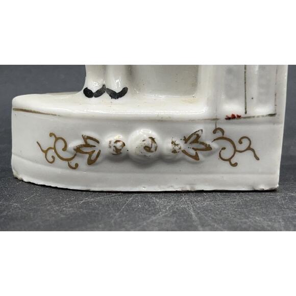 VTG Japanese Porcelain Colonial Man & Woman Bookends Hand-painted w/ 22K Gold - Picture 6 of 16